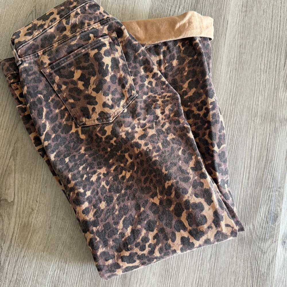 Abercrombie & Fitch Brown Leopard Print Cropped Jeans - Picture 4 of 6